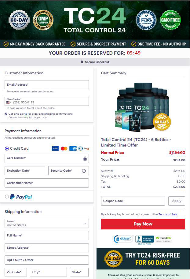 Total Control 24 - Secure checkout